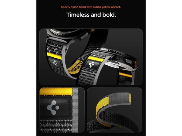 Spigen Athlex Air, Band, Smartklokke, Sort, Gult, Samsung, Watch 8 Strap (46mm/44mm/40mm), 1 stykker
