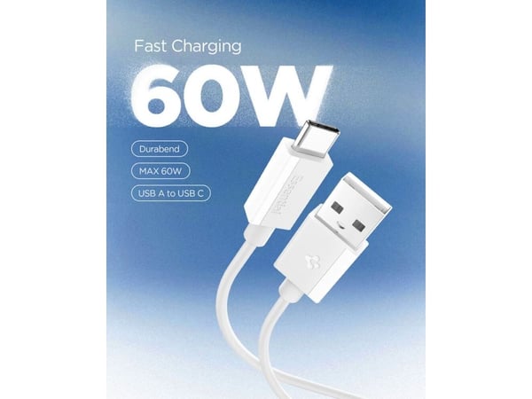Spigen ACA08715, 1 m, USB A, USB C, USB 2.0, 0,48 Gbit/s, valkoinen