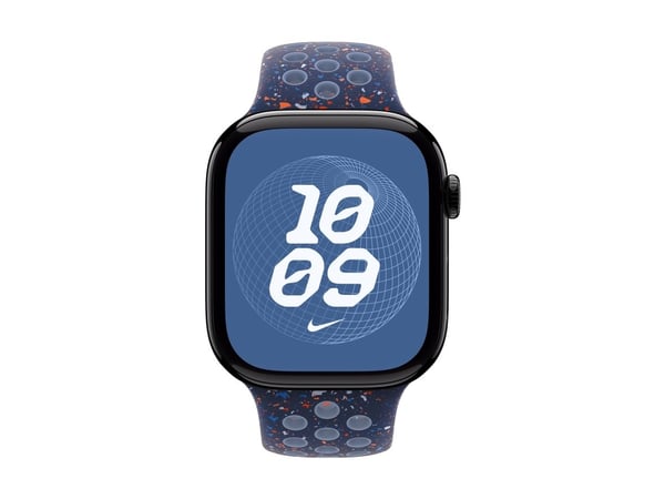 Apple Nike - Band för smart klocka - 46mm - M/L (passar handleder på 160 - 210 mm) - blått band - för Watch Hermès Series 9, SE 3, Series 10, Serie...