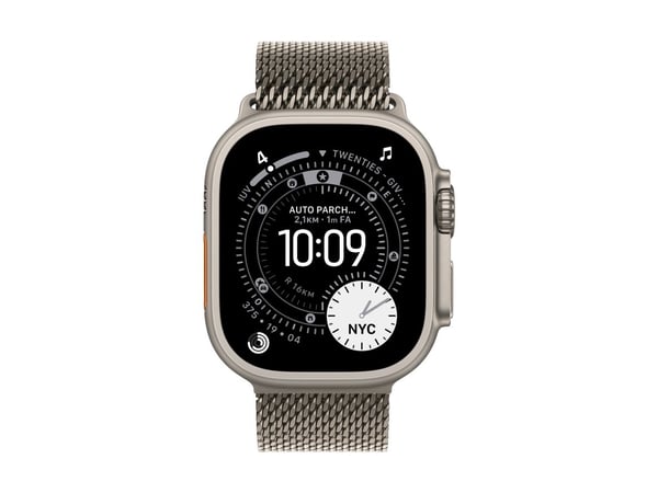 Apple - Sløyfe for smart armbåndsur - 49 mm, titanium - Liten størrelse - naturlig - for Watch Hermès Series 9, SE 3, Series 10, Series 11, Series ...