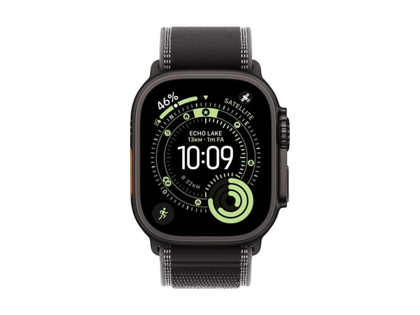 Apple - Sløyfe for smart armbåndsur - 49 mm, svart titanfinish - S/M-størrelse - svart/trekull - for Watch Hermès Series 9, SE 3, Series 10, Series...