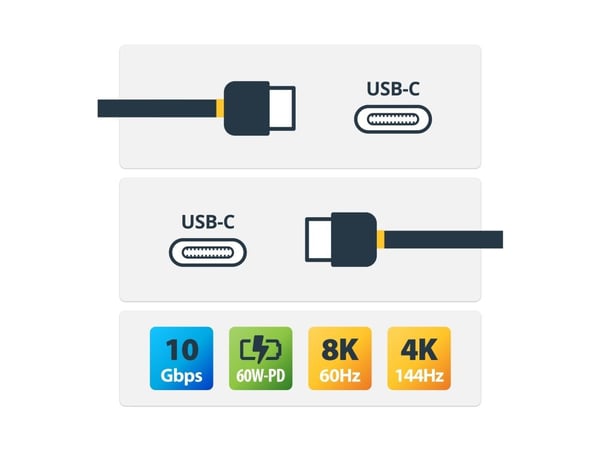 StarTech.com USB C - UCB C -kaapeli - 0,5 m - Lyhyt - M/M - USB 3.1 (10Gbps) - USB C -latauskaapeli - USB Type C -kaapeli - USB-C - USB-C -kaapeli ...