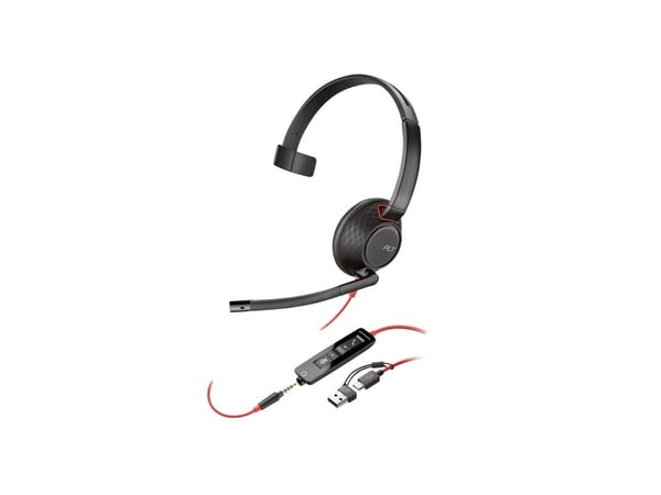 HP Poly Blackwire 5210 - Blackwire 5200 series - hodesett - on-ear - kablet - 3,5 mm jakk, USB-C - svart - Certified for Microsoft Teams, Certified...