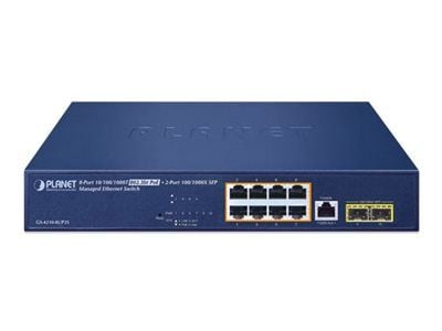 PLANET GS-4210-8UP2S - Switch - L4 - Hanterad - 8 x 10/100/1000 + 2 x 100/1000 SFP - Rackmonterbar - PoE++ (180 W) PLANET GS-4210-8UP2S - Switch - L4 - Hanterad - 8 x 10/100/1000 + 2 x 100/1000 SFP - Rackmonterbar - PoE++ (180 W)