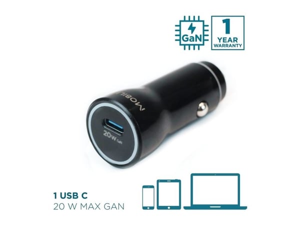 Mobilis - Bilstrømadapter - universal - 20 watt - 3 A (USB-C) - svart
