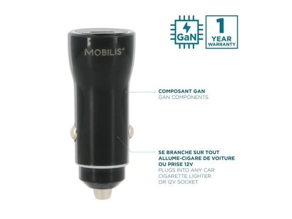Mobilis - Bilstrømadapter - universal - 20 watt - 3 A (USB-C) - svart