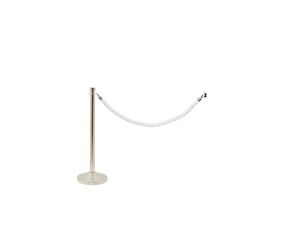 Securit® CLASSIC CHROME sperresett med 1 stolpe med fot, 1 veggkrok og hvitt tau