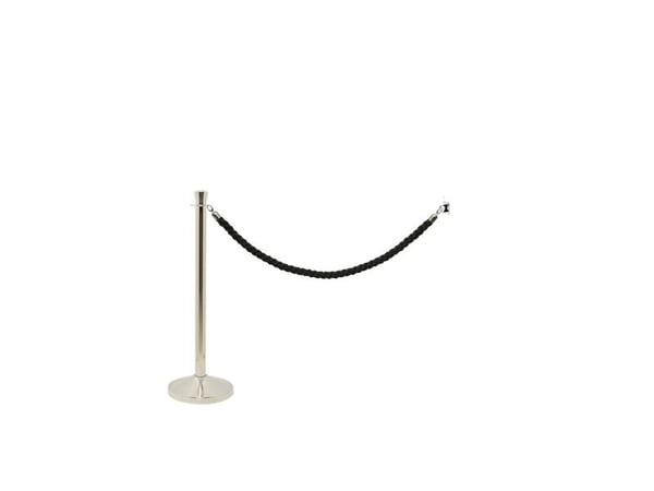 Securit® CLASSIC CHROME sperresett med 1 stolpe med fot, 1 veggkrok og svart tau