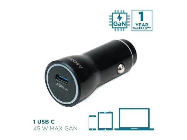 Mobilis - Bilstrømadapter - universal - 45 watt - 3 A (USB-C) - svart