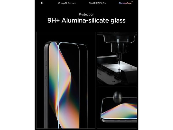 Spigen Glas.tR EZ Fit Pro HD, Apple, iPhone 17 Pro Max / iPhone 16 Pro Max, Støvresistent, Ripebestandig, Sort, 1 stykker