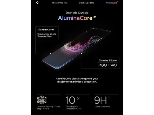 Spigen Glas.tR EZ Fit Pro HD, Apple, iPhone 17 Pro Max / iPhone 16 Pro Max, Støvresistent, Ripebestandig, Sort, 1 stykker