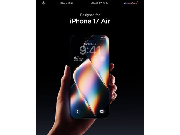 Spigen Glas.tR EZ Fit Pro HD, Apple, iPhone Air, Støvresistent, Ripebestandig, Svart, 1 stykker