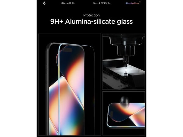 Spigen Glas.tR EZ Fit Pro HD, Apple, iPhone Air, Støvresistent, Ripebestandig, Svart, 1 stykker