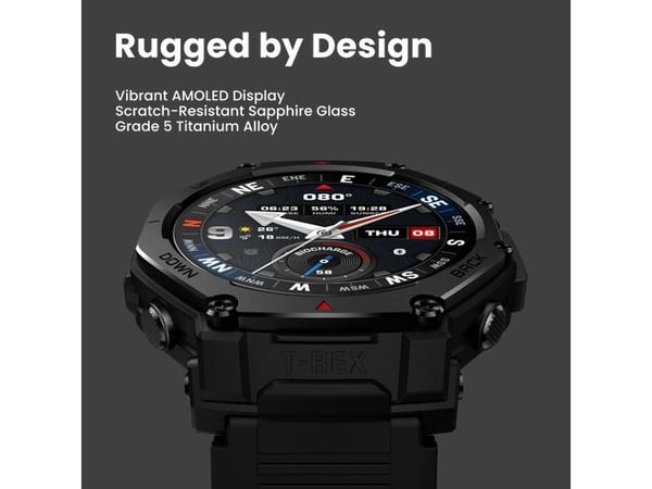 Amazfit T-Rex 3 Pro - 48 mm - Ja smartklokke med stropp - silikon - håndleddstørrelse: 145-210 mm - display 1.5" - Bluetooth, Wi-Fi, NFC - 52 g - s...
