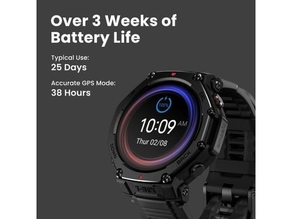 Amazfit T-Rex 3 Pro - 48 mm - Ja smartklokke med stropp - silikon - håndleddstørrelse: 145-210 mm - display 1.5" - Bluetooth, Wi-Fi, NFC - 52 g - s...
