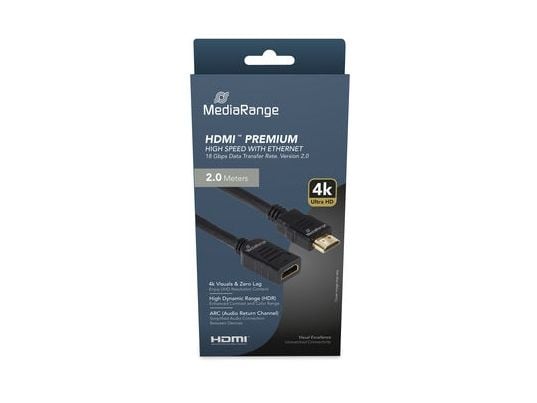 MediaRange HDMI-forlengelseskabel, 18 Gbps, ARC, 2,0 m, svart