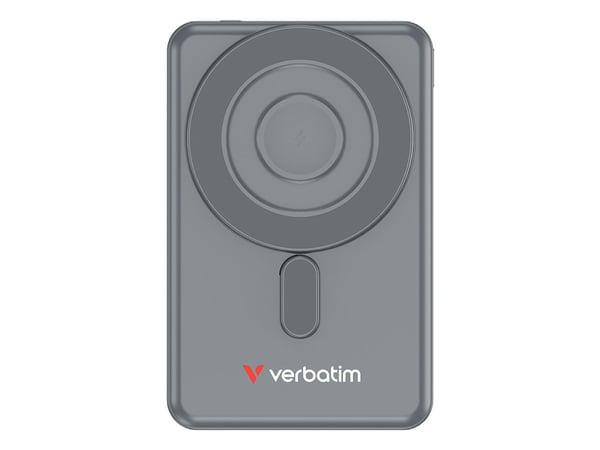 Verbatim Charge 'n' Go - Trådløs nødlader - magnetisk, med stativ - 5000 mAh - 20 watt - 2.4 A - PD 3.0, QC 3.0, Apple 2.4A, USB BC 1.2, AFC - 3 ut...