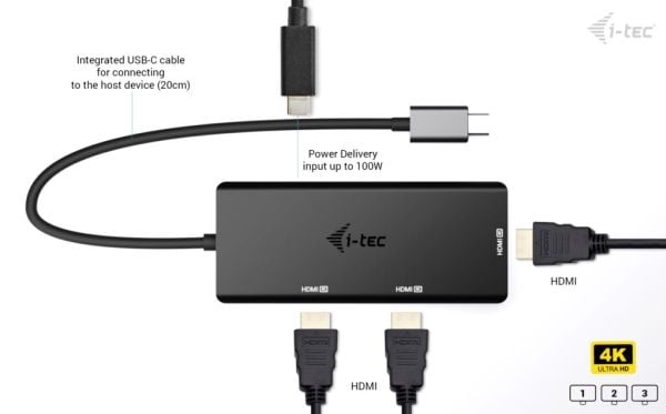 i-Tec - Dockningsstation - USB-C / USB4 / Thunderbolt 3 / Thunderbolt 4 / Thunderbolt 5 - 3 x HDMI