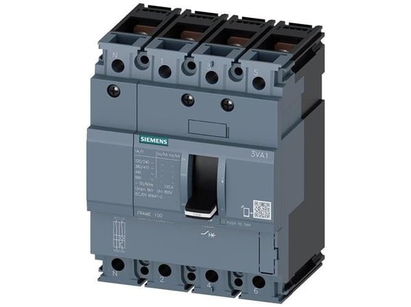 Siemens 3VA1050-4ED42-0AA0 Strömbrytare 1 st Inställningsområde (ström): 50 - 50 A Kopplingsspänning (max.): 690 V/AC (B x H x D) 101,6 x 130 x 70 mm