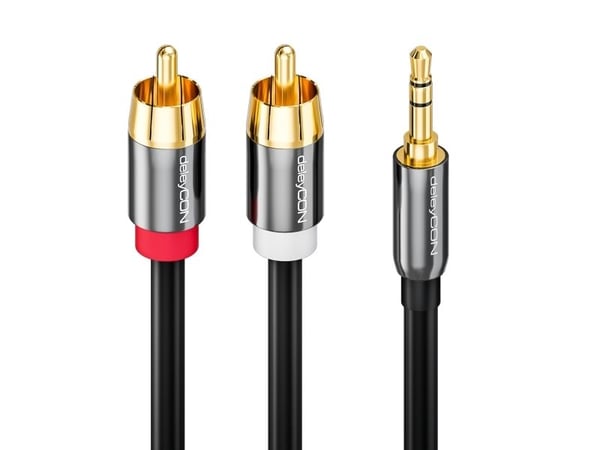 deleyCON MK319, 3.5mm, Hankjønn, 2 x RCA, Hankjønn, 15 m, Sort
