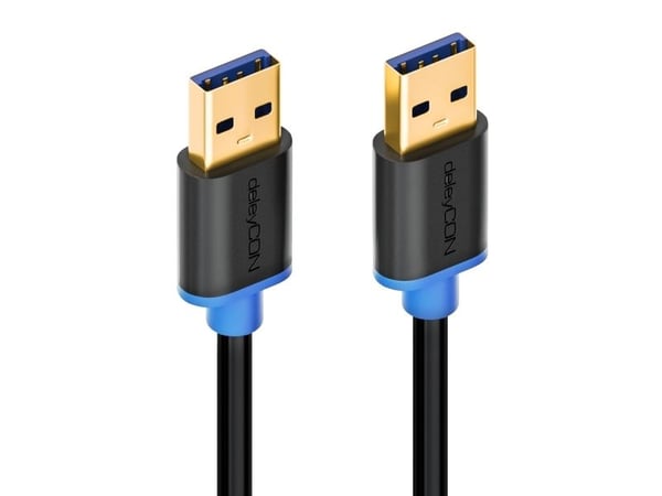 deleyCON MK744, 2 m, USB A, USB A, USB 3.2 Gen 1 (3.1 Gen 1), 5 Gbit/s, Sort