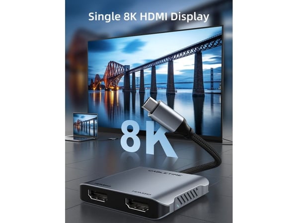 Cabletime CT-CM2H8K-AG, Thunderbolt 4, HDMI, USB 2.0 Type-A, USB 3.2 Gen 1 (3.1 Gen 1) Type-C, 60 Hz, 7680 x 4320, 4320p, 7680 x 4320 piksler