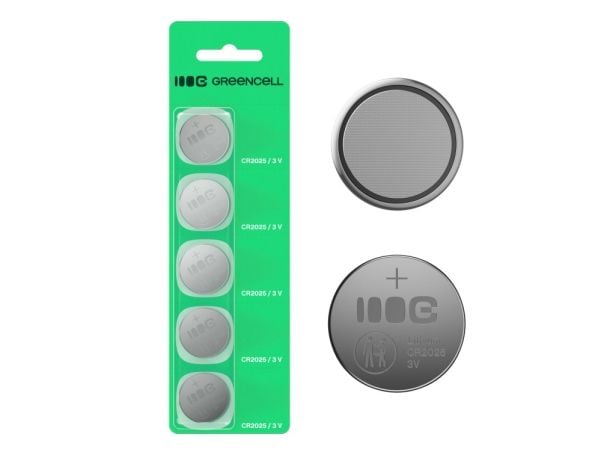 5x CR2025 litiumparisto CR 2025 3V 160mAh Greencell nappiparisto Blisteri