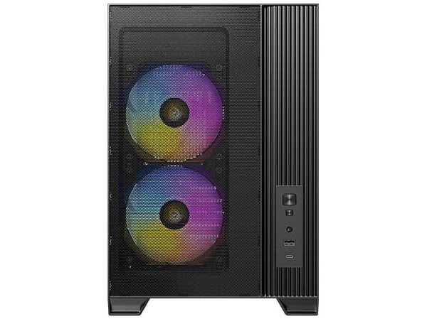 Antec Flux M - Kompakttårn - micro ATX - sidepanel med vindu (herdet glass) - ingen strømforsyning - USB/lyd