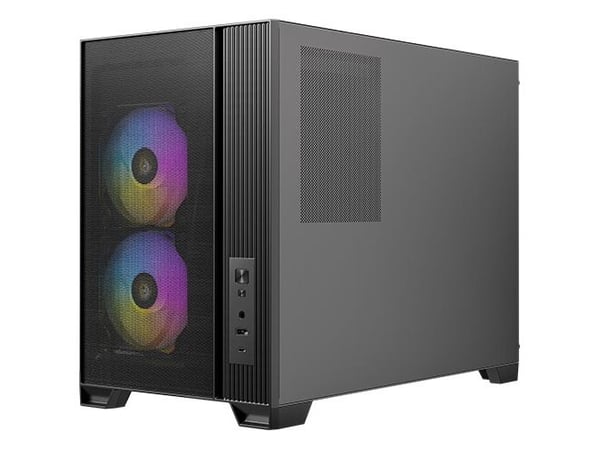 Antec Flux M - Kompakttårn - micro ATX - sidepanel med vindu (herdet glass) - ingen strømforsyning - USB/lyd