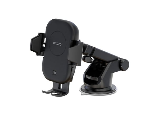 DELTACO - Trådløs ladeholder for bil - 15 watt - QC - svart