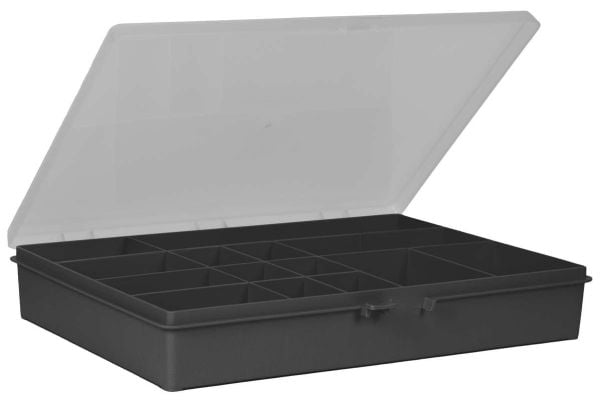 Förvaringsbox med 14 fack 55x33,2x25,4 cm svart