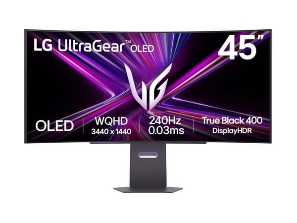 LG UltraGear 45GX900A-B - OLED-skjerm - gaming - kurvet - 45" - 3440 x 1440 UWQHD @ 240 Hz - 1500000:1 - DisplayHDR 400 True Black - 0.03 ms - 2xHD...