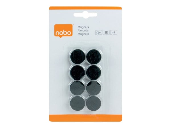 Nobo - Magnet - 2 cm diameter - svart (en pakke 8) - for P/N: 1900925, 1900933, 1900940, QB05142AS, QB05442ASTD, QB05742C, QBPE1812, QBPE9060