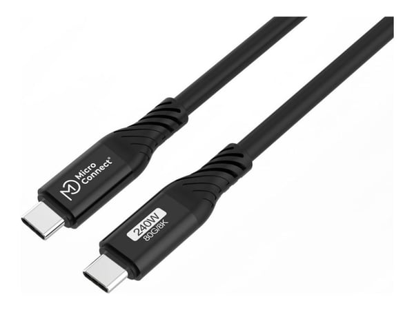 Microconnect USB4CC05-240W-80GBPS, 0,5 m, USB C, USB C, USB4 Gen 3x2, 80 Gbit/sek., Sort