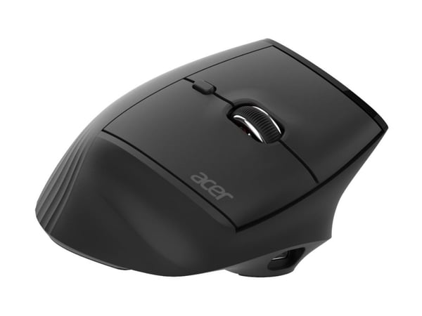 Acer Smart Fit - Mus - ergonomisk - vertikal - laser - 10 knapper - trådløs - 2.4 GHz, Bluetooth 5.0 - USB trådløs mottaker - svart