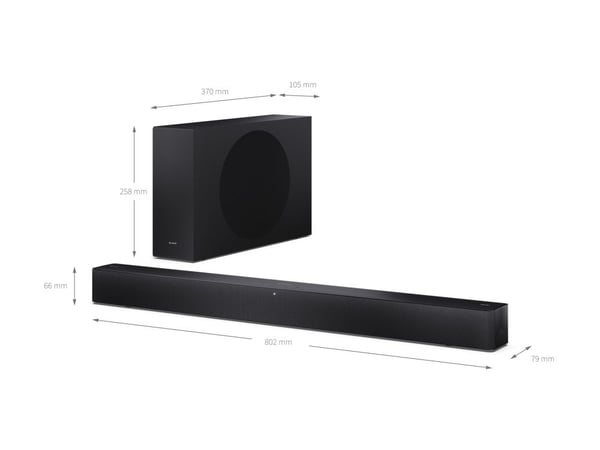 Sharp HT-SBW310 - Lydplankesystem - for TV - 2,1 kanaler - trådløs - Bluetooth - 120 watt (Total) - matt svart