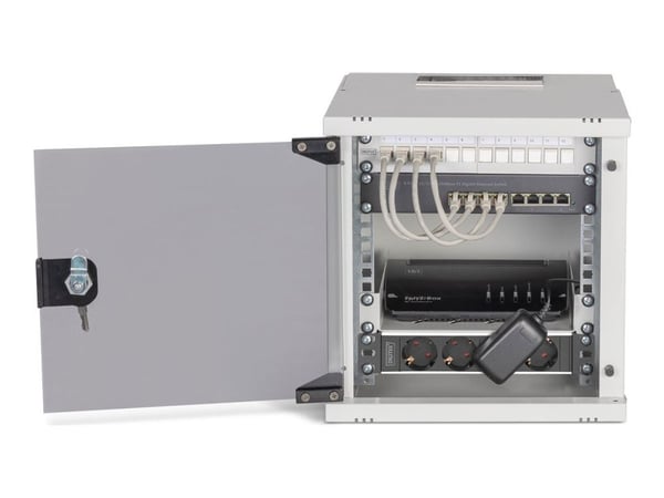 Digitus SOHO PRO Series - Skåp - 315x300 mm (WxD) - väggmontering - RAL 7035, ljusgrå - 6U - 10"