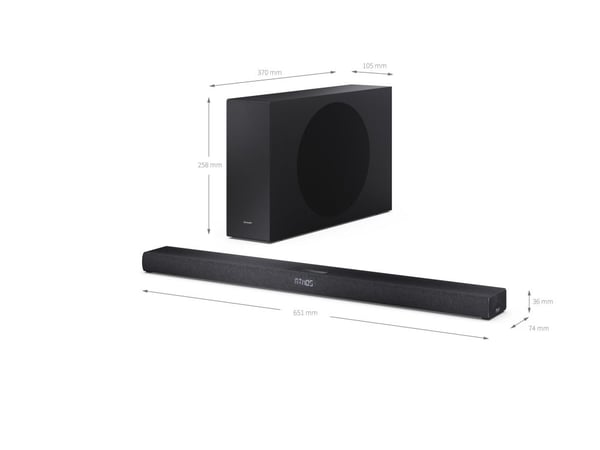 Sharp HT-SBW320 - Lydplankesystem - for TV - 2,1 kanaler - trådløs - Bluetooth - matt svart (grillfarge - matt svart)