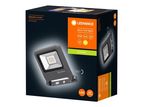 LEDVANCE ENDURA - Flomlys - LED - 10 W - varmt hvitt lys - 3000 K - mørk grå