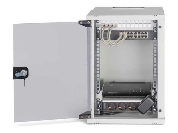 Digitus SOHO PRO Series - Skåp - 315 x 300 mm (W x D) - väggmontering - RAL 7035, ljusgrå - 9U - 10"