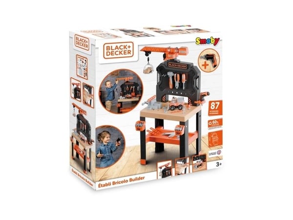 Smoby Black & Decker verkstad med kran 7600360741 - leksak från 3 år 87 delar