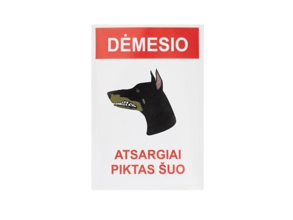 STICKER CAUTION ANGRY DOG 180x120 mm