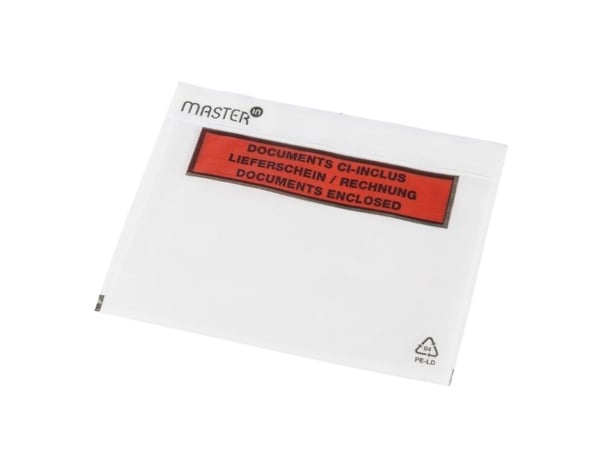 Følgeseddellommer, Master'in Performance C6, 175 x 140 mm, transparent red-black printed Packing lis
