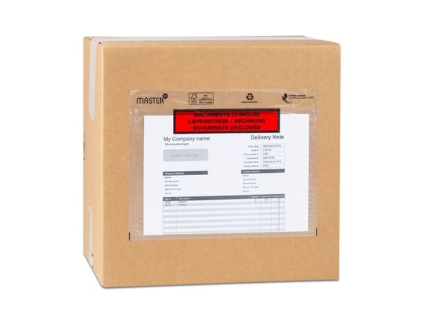 Følgeseddellommer, Master'in Performance C6, 175 x 140 mm, transparent red-black printed Packing lis
