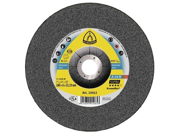 Klingspor FLEX 27 ruostumattomasta teräksestä valmistettu työstökiekko 180x6.0x22.2 A 24 N SUPRA - 13412 - 13412