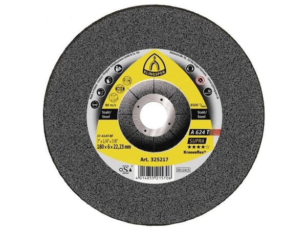 Klingspor 325217 A 624 T Supra slipeskive 180 mm 22,23 mm 10 stk