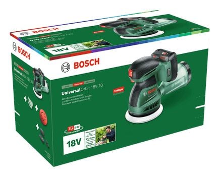 Bosch UniversalOrbit 18V-20, Excentersliper, svart, grønn, 10000 OPM, 23000 OPM, 1 mm, 5,5 m/s²