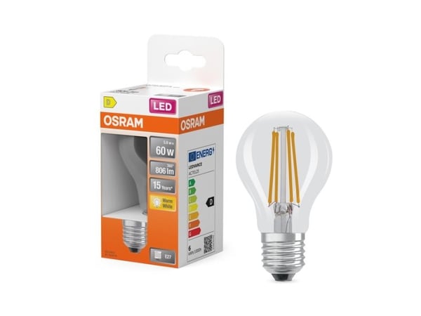 Osram 4099854467912, 5,9 W, 60 W, E27, 806 lm, 15000 timer, Varm hvit