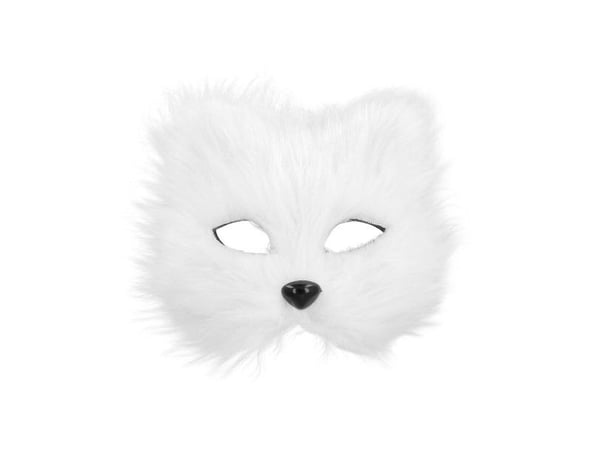 Vit kattmask med päls