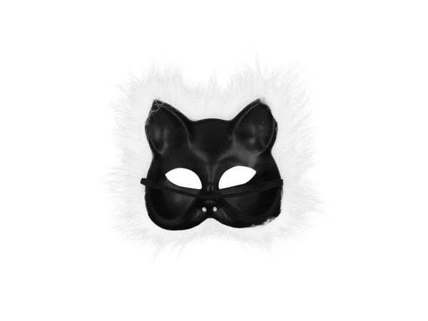 Vit kattmask med päls